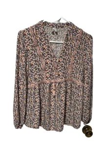 Mudd Women’s Size L Pink Floral Baby Doll Top - Picture 1 of 5