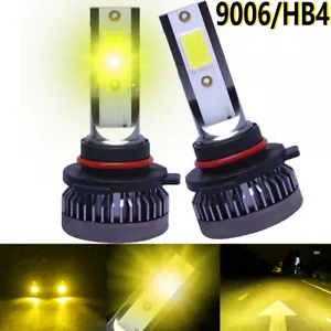 Pair 9006 HB4 LED Headlight Super Bright 3000K Yellow Fog Driving Light Bulb Kit - Picture 1 of 20