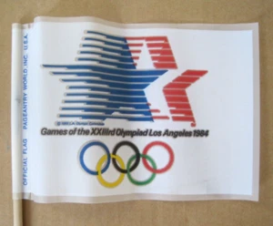 1984 Los Angeles Olympic Games Souvenir Fan Flag XXIII Olympiad New Old Stock - Picture 1 of 4