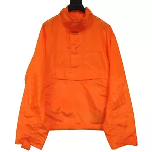 Dior Mens Oblique Logo Jacket Windbreaker 52 XL Orange Nylon 3/4 Half Zip Parka - Picture 1 of 8