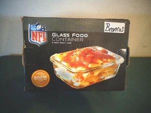 DUCK HOUSE NFL BRONCOS GLASS FOOD CONTAINERS W/LIDS NESTING SET OF 3 NOS NIOB - Picture 1 of 5