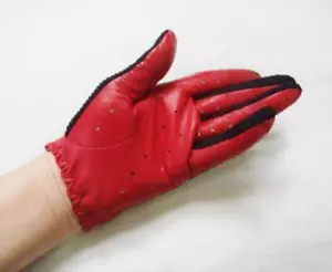 Vintage Late 1960's Red Leather & Black Knitted Mesh Driving Gloves Sz 6 1/2 S-M - Picture 1 of 6