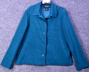 Briggs New York Jacket Seperate Women M Petite Blue Suede Style Dress Warm Layer - Picture 1 of 18