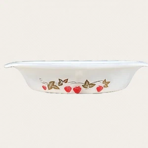 Pyrex Strawberry Fair Divided Dish Agee Milk Glass Gold ODD-200 4 Vintage Baking - Picture 1 of 12