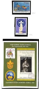MALDIVES BOY SCOUTS SCOTT #1595-8 STAMP SET SOUVENIR SHEET & FDC 1991 - Picture 1 of 1