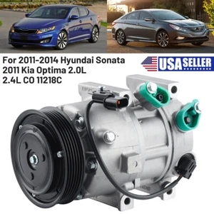 A/C AC Compressor +Clutch Fit 2011-2014 Hyundai Sonata 2011 Kia Optima 2.0L/2.4L - Foto 1 di 12