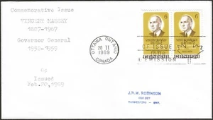 Canada #491 Pair "VINCENT MASSEY" Fine Used 1969 First Day Cover - Picture 1 of 2