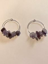 Amethyst Silver Plated Hoop Earring