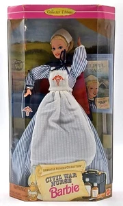 1995 Civil War Nurse Barbie Puppe / American Stories / Mattel 14612, NrfB - Picture 1 of 8