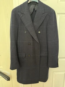 $2895 Canali Men Double Breasted Wool-Cashmere Overcoat Dark Blue US38 IT48 - Picture 1 of 7