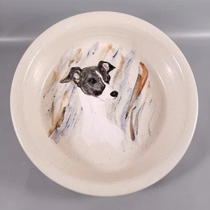 Ciotola ceramica vintage FIRMATA lanciata a mano dipinta GREYHOUND WHIPPET DOG studio arte - Foto 1 di 8