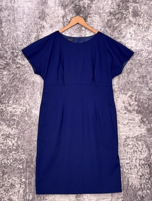 New Lafayette 148 Dress 14 Womens Blue Wool Dolman Sleeve Sheath - Image 1 of 4