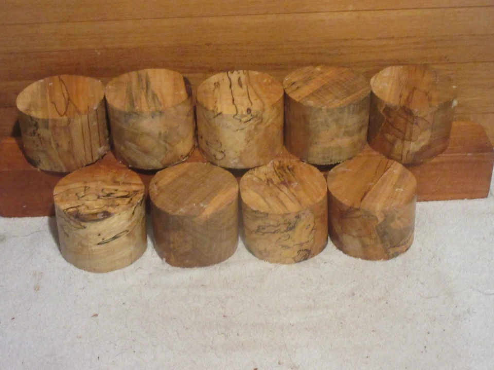 9 PIEZAS TAZÓN DE MADERA TORNEADO DE ARCE MISSOURI HENDIDO EN BLANCO Foto 1 de 1