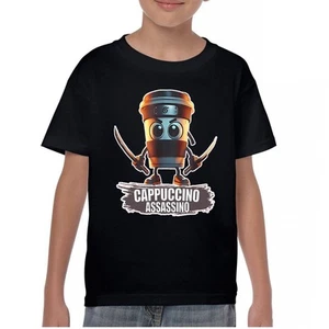 Cappuccino Assassino Youth T-shirt Italian Brainrot Gen Z Alpha Meme Kids - Picture 1 of 50