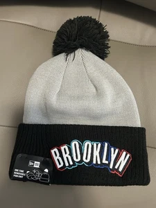 BNWT NEW ERA ADULT CITY EDITION NBA BROOKLYN NETS POM KNIT HAT OSFA - Picture 1 of 14