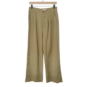 Reformation Womens 8 Khaki Pleated High Rise Wide Leg Mason Pant Office Workwear - Picture 1 of 10