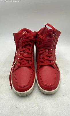 Zapatillas deportivas con cordones Aldo para hombre Bordo de cuero rojo de caña alta con cremallera lateral talla 12 Foto 1 de 4