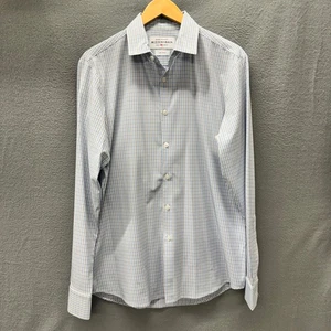 Mizzen + Main Shirt Mens Large Trim Fit Leeward Button Up Blue Plaid Coastal - Picture 1 of 9