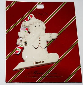 Pupazzo di neve in ceramica personalizzato Lenox Merrily Yours ornamento natalizio $13 nuovo cacciatore - Foto 1 di 1