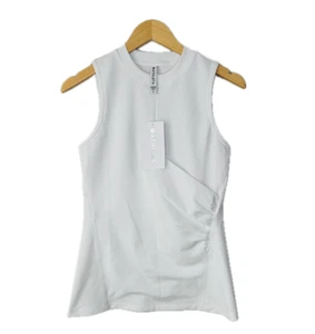 Athleta Bayview Tank Top Damen S tailliert weiß gerippt Powervita Stoff Faux Wickeloptik - Bild 1 von 8