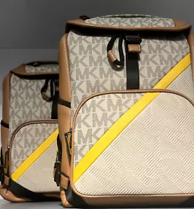 Michael Kors Cooper Sport Chino MK LOGO PVC in pelle grande zaino con patta - Foto 1 di 11