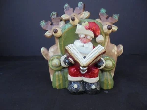 Kurt S Adler Snowtown Christmas 4.5" H Santa In Chair W/ Reindeer Tablepiece - Picture 1 of 9