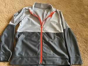 Under Armour Boys Track Jacket Gray Gray Orange Size Youth Large Used - Picture 1 of 7