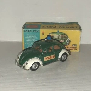 VOLKSWAGEN EUROPEAN POLICE CAR REF.492 CORGI TOYS OBSOLETO - Foto 1 di 6