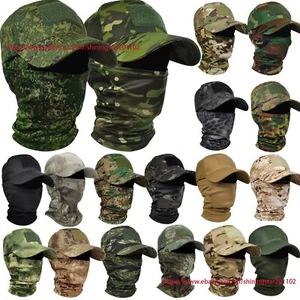 Tactical Baseball Cap Camouflage Adjustable Hat & Breathable Hood Mask Scarf Set - Picture 1 of 29