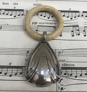 Antique French Art Nouveau Sterling Silver Baby Rattle Teething Ring c1900 - Picture 1 of 3