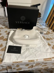 Versace La Medusa Small Mini Hobo Bag Optical White Leather RRP £1400 - Picture 1 of 2