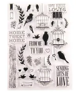36 HOME SWEET HOME CLEAR STAMPS-LOVE BIRDS/HEARTS/BIRDCAGES-WEDDING DOVES-FLOWER - Picture 1 of 5