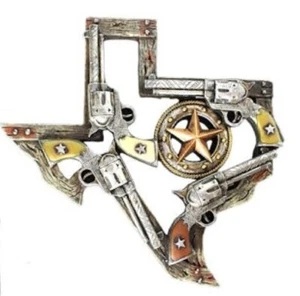 Texas State Pistols Lonestar 10x10 inches Rustic New Decor Resin - Picture 1 of 3