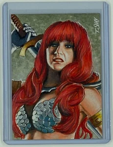 TARJETA DE BOCETO ROJA SONJA única en su tipo 1/1 dibujada a mano por T. SHAY - Imagen 1 de 2
