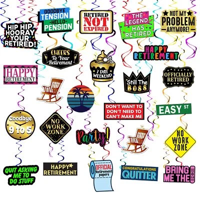 25 Piece Retirement Party Hanging Swirls Decorations, Hilarious Happy Retirem... - Image 1 of 4