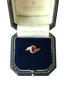 9ct Gold Ruby and Diamond Crossover Vintage Ring - Size L 1/2 - Picture 1 of 16
