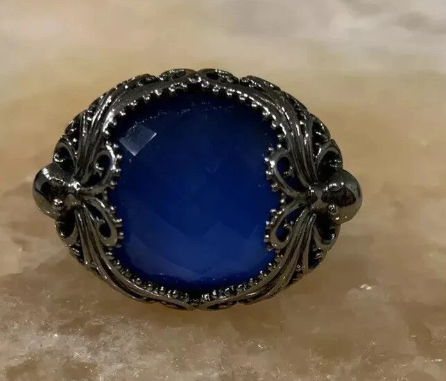 Nuevo Anillo Stephen Webster Plata Tiburones Mandíbula Ágata Azul Foto 1 de 4
