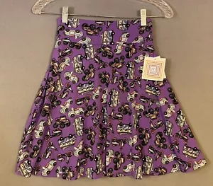 Falda circular sedosa LuLaRoe púrpura jeep transporte autobús para niñas talla 8 - Imagen 1 de 7