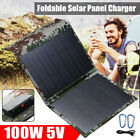 100W Foldable 5V USB Solar Panel Power Bank Outdoor For Cellphone Battery Charge