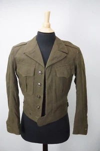 Vintage Mens 1947 WWII OD Green Wool Crop USA Military Ike Field Jacket WW2 34S - Picture 1 of 6