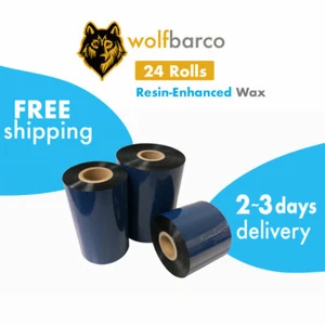 24 Roll 4.33x1476/110mmx450m Resin-Enhanced Wax Thermal Transfer Ribbon Zebra - Afbeelding 1 van 6