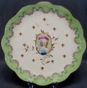 Pouyat Limoges Hand Painted Madame Lamballe Portrait Pink Rose & Gold Charger - Picture 1 of 12
