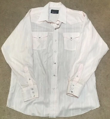 Camisa Western Panhandle Slim Para Hombre Perla Broches Manga Larga, Rosa Claro, 17.5 35 Foto 1 de 3