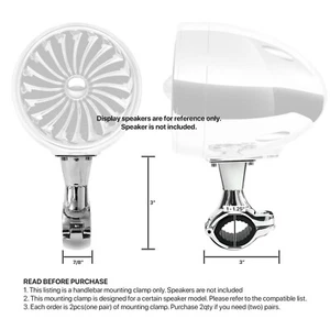2PCS of 1" to 1-1/4" Speaker Handlebar Mounting Clamp Chrome Swivel-able - Bild 1 von 2
