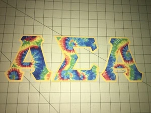 ALPHA SIGMA ALPHA 5 INCH GREEK SORORITY IRON ON LETTERS (NO SEW) - TIE DYE - Picture 1 of 1