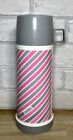 Pink Grey Strip Thermos 0.45 Litre No 50F - Vintage Retro Flask