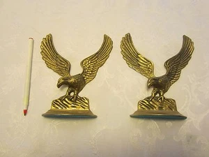 Vintage massiv Set 2 Messing Adler Buchstützen Statue Vögel METALL - Bild 1 von 8