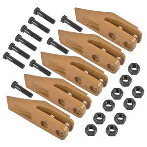 6684447 Skid Steer Bucket Teeth Curved 5PK with Bolts and Nuts 1A-1460 1F-7958 - Picture 1 of 12