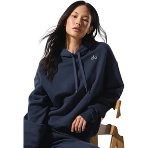 Felpa con cappuccio Alo Accolade blu unisex uomo donna oversize boxy taglia XL - Foto 1 di 7