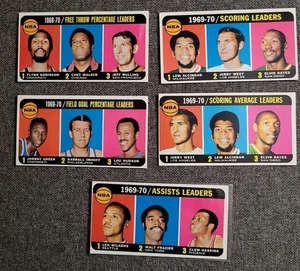 1970-71 Topps Lew Alcindor, Jerry West #1,2- League Leaders Card Lot EX+ - Picture 1 of 11
